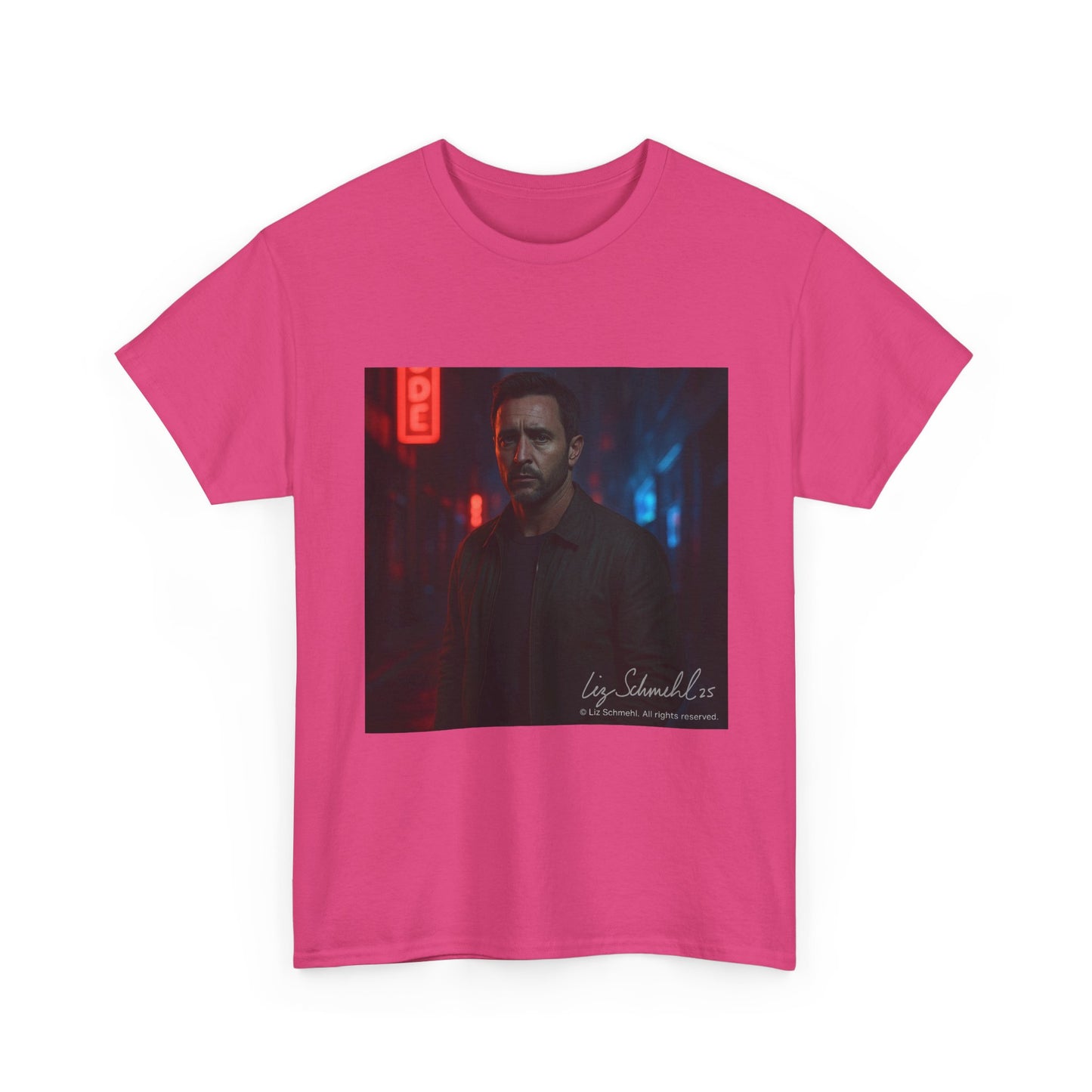 Undercover Portrait Tee — Moody Neon Night Graphic T‑Shirt