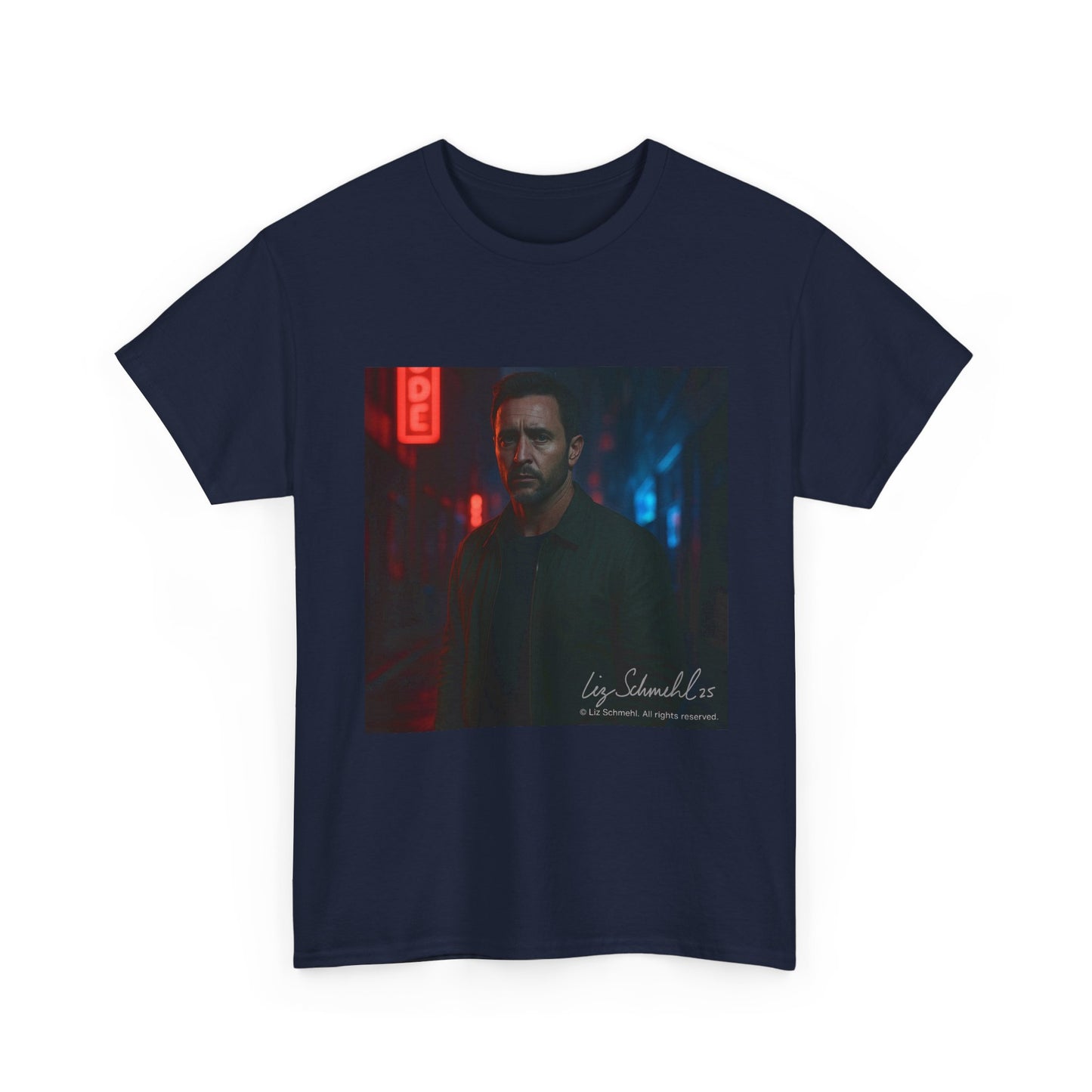 Undercover Portrait Tee — Moody Neon Night Graphic T‑Shirt