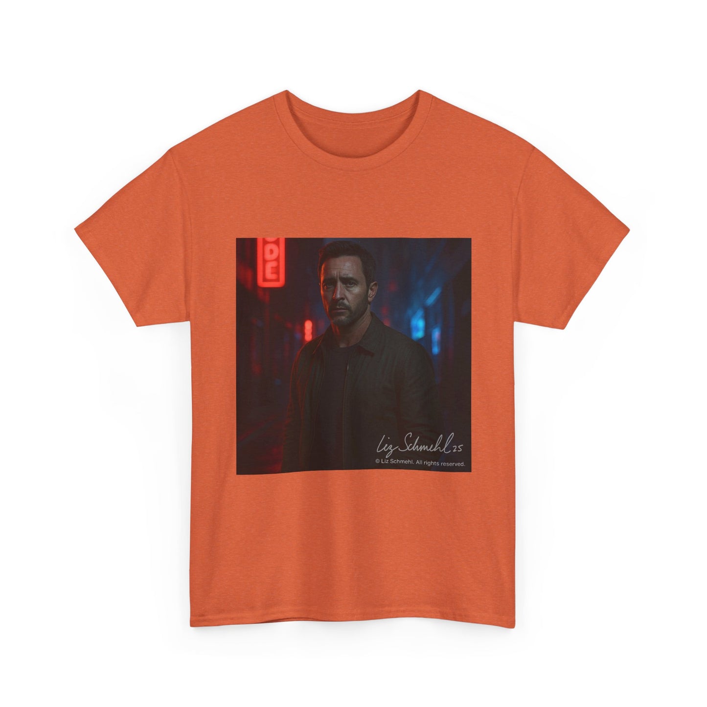 Undercover Portrait Tee — Moody Neon Night Graphic T‑Shirt