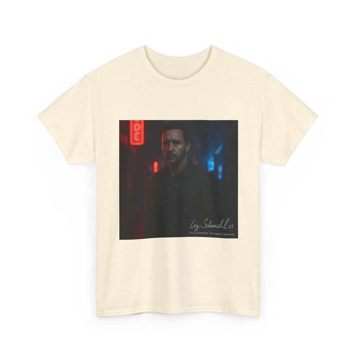 Undercover Portrait Tee — Moody Neon Night Graphic T‑Shirt