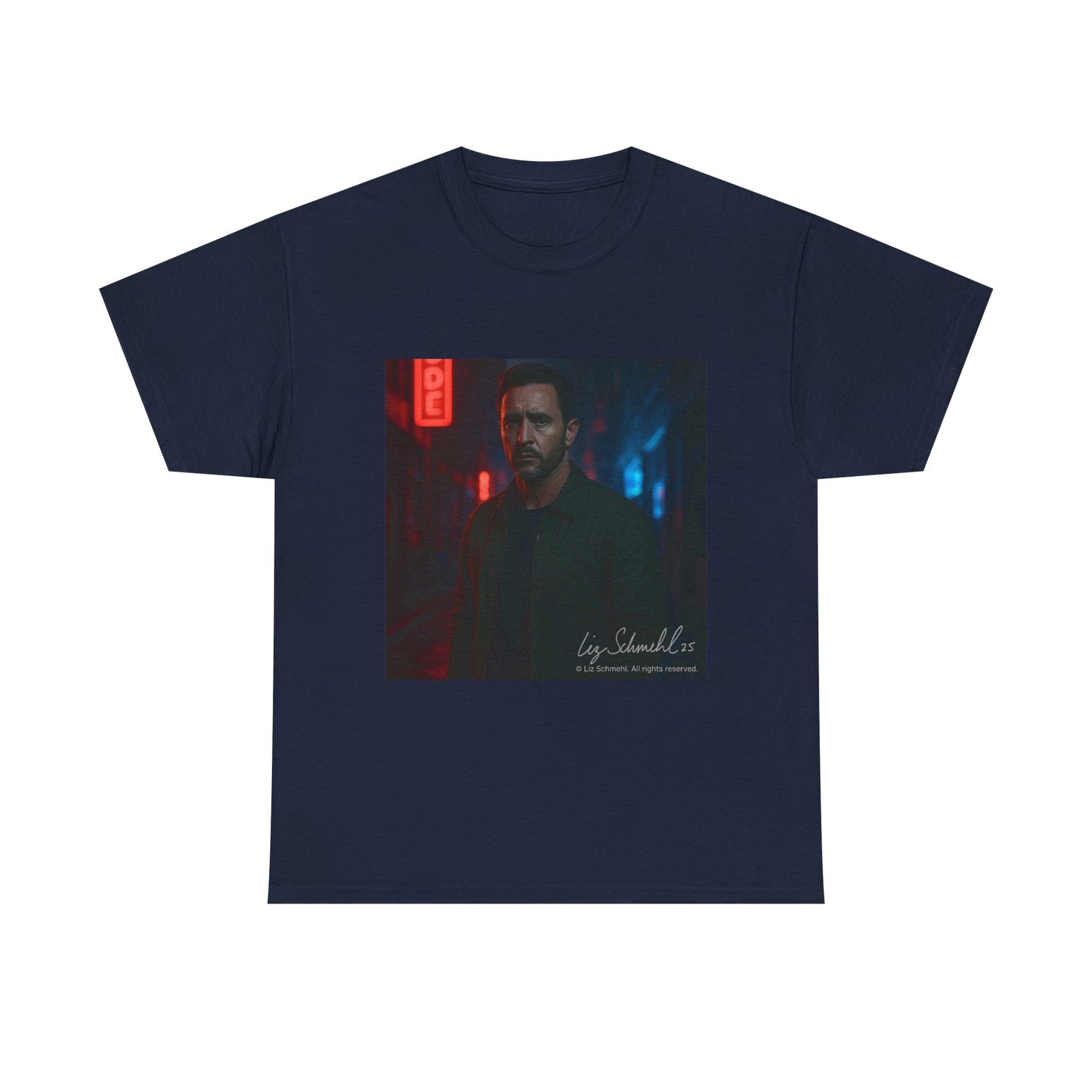 Undercover Portrait Tee — Moody Neon Night Graphic T‑Shirt