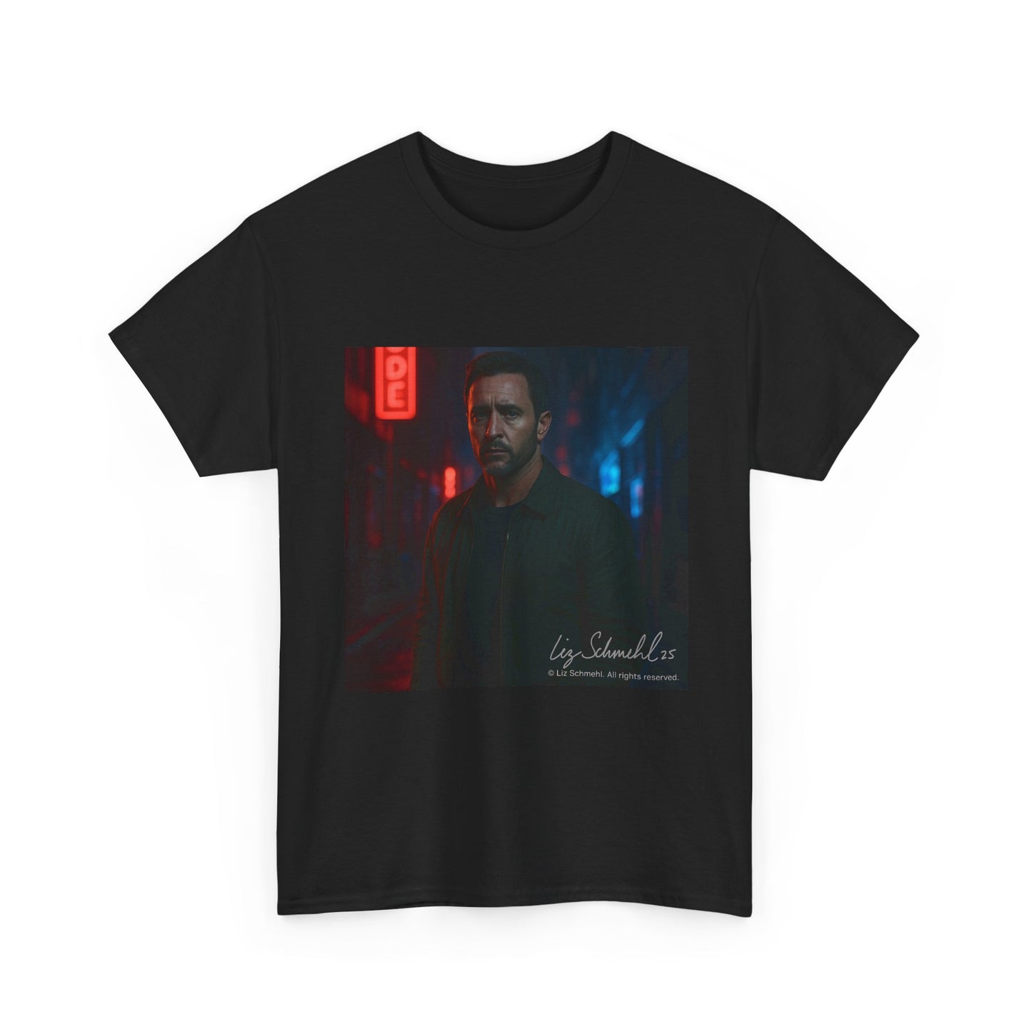 Undercover Portrait Tee — Moody Neon Night Graphic T‑Shirt