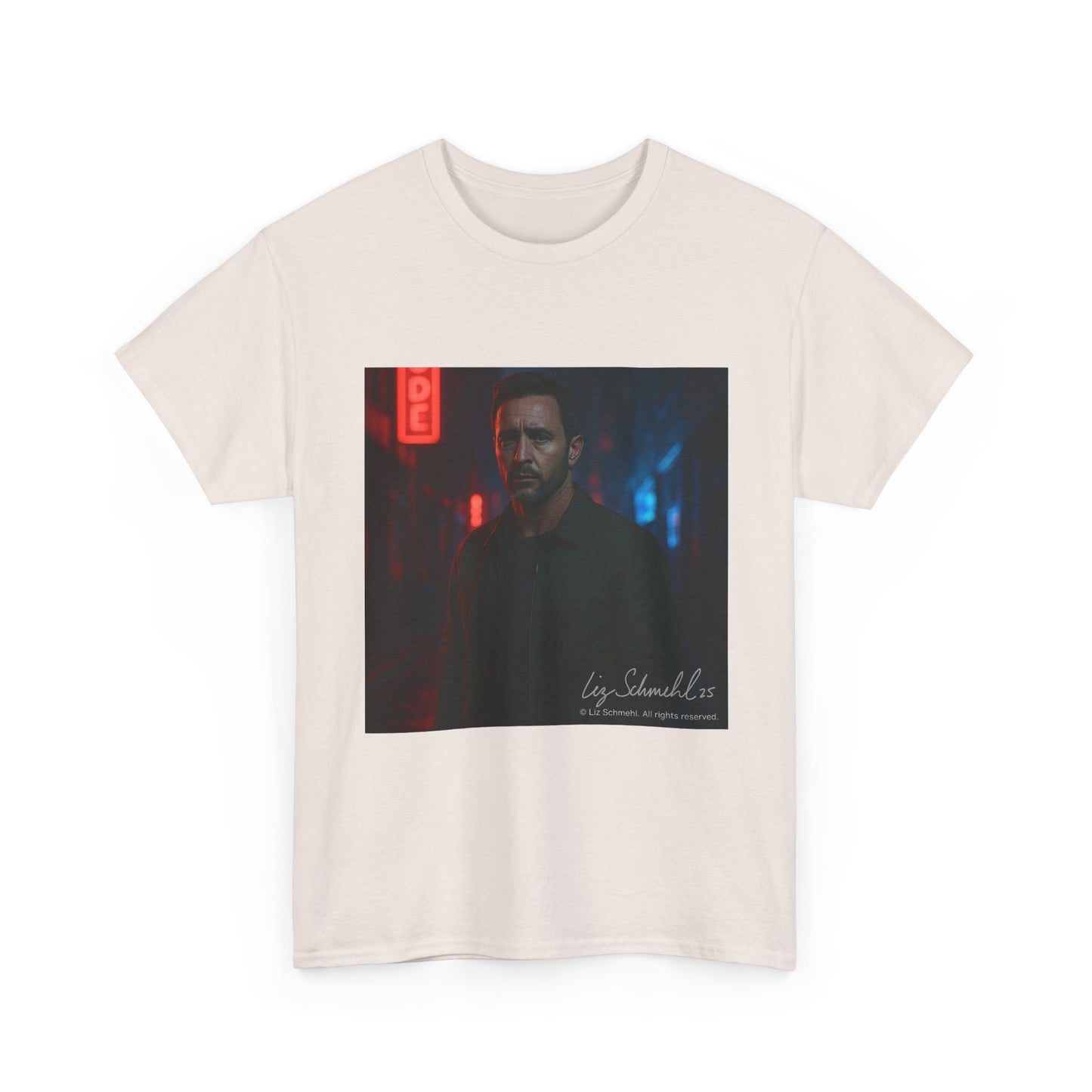 Undercover Portrait Tee — Moody Neon Night Graphic T‑Shirt