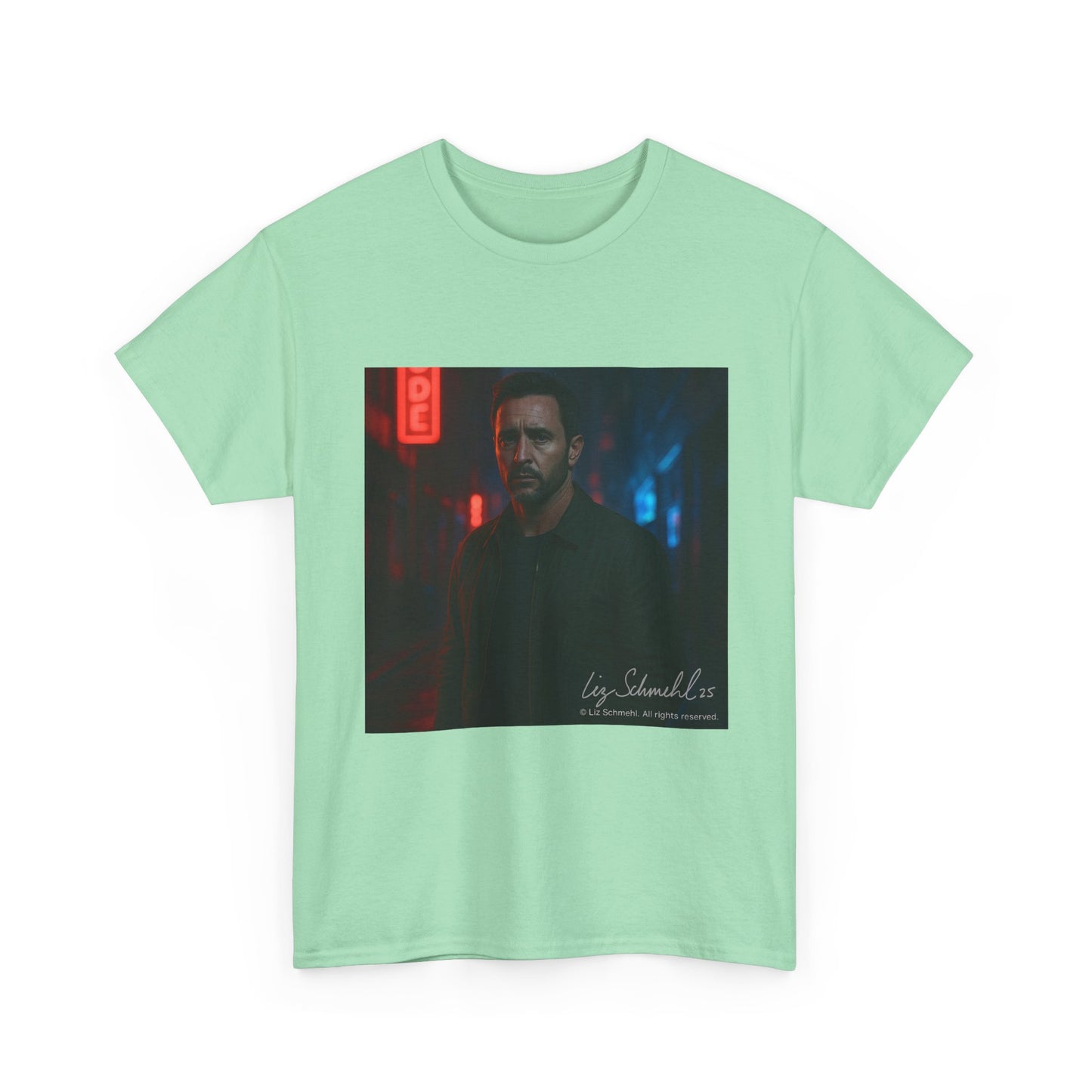 Undercover Portrait Tee — Moody Neon Night Graphic T‑Shirt