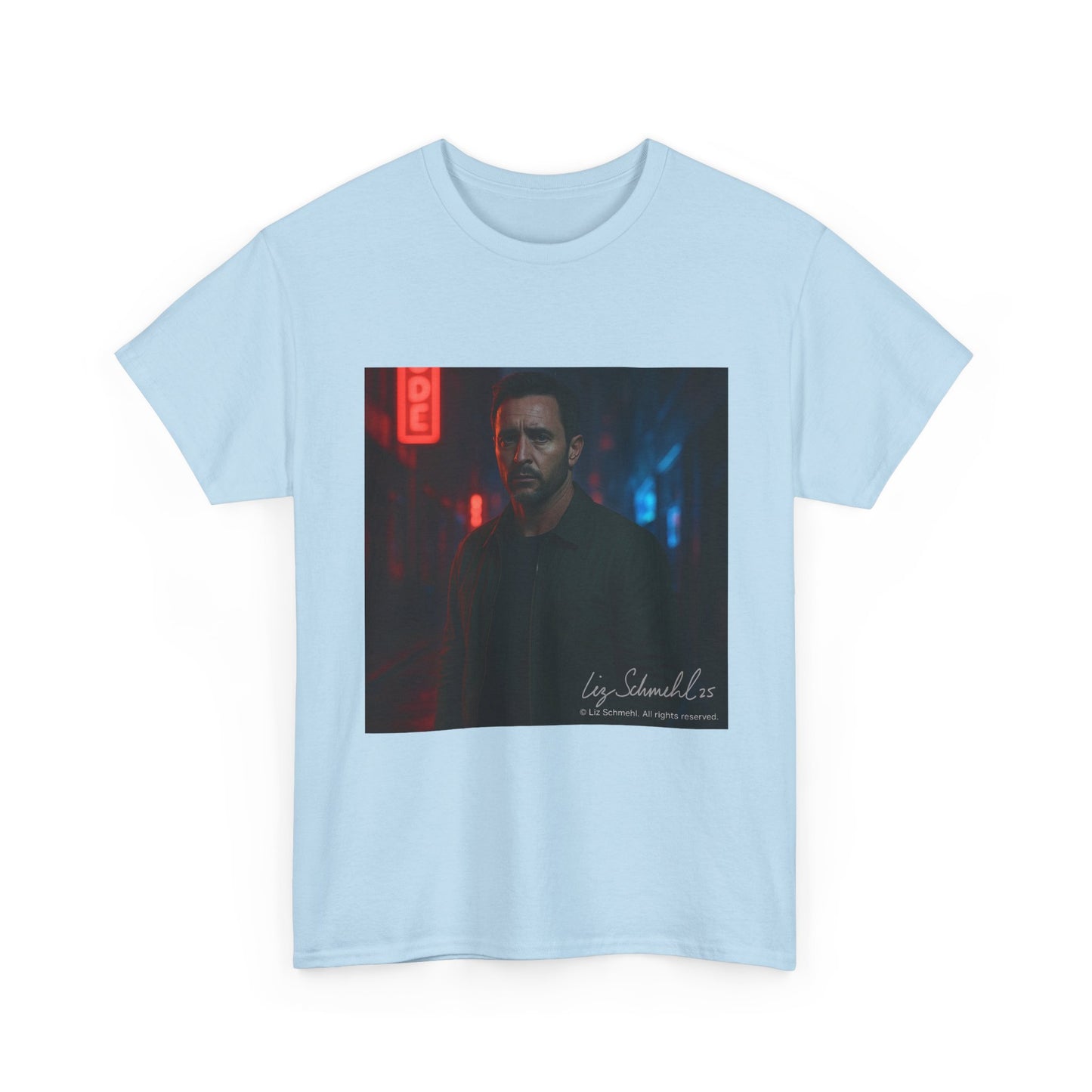 Undercover Portrait Tee — Moody Neon Night Graphic T‑Shirt