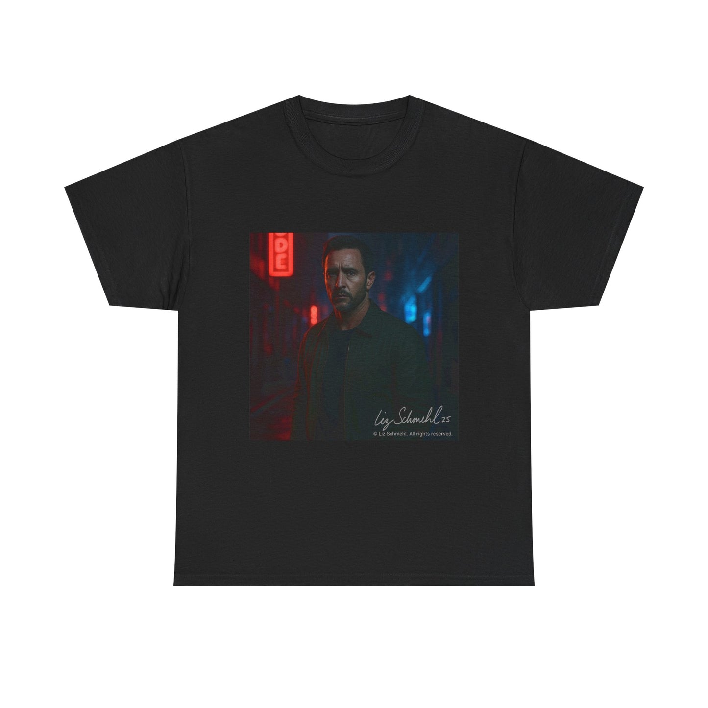 Undercover Portrait Tee — Moody Neon Night Graphic T‑Shirt