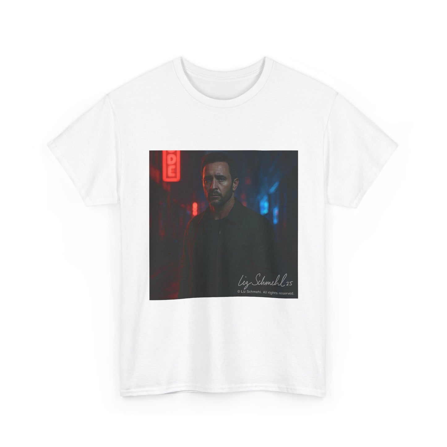 Undercover Portrait Tee — Moody Neon Night Graphic T‑Shirt