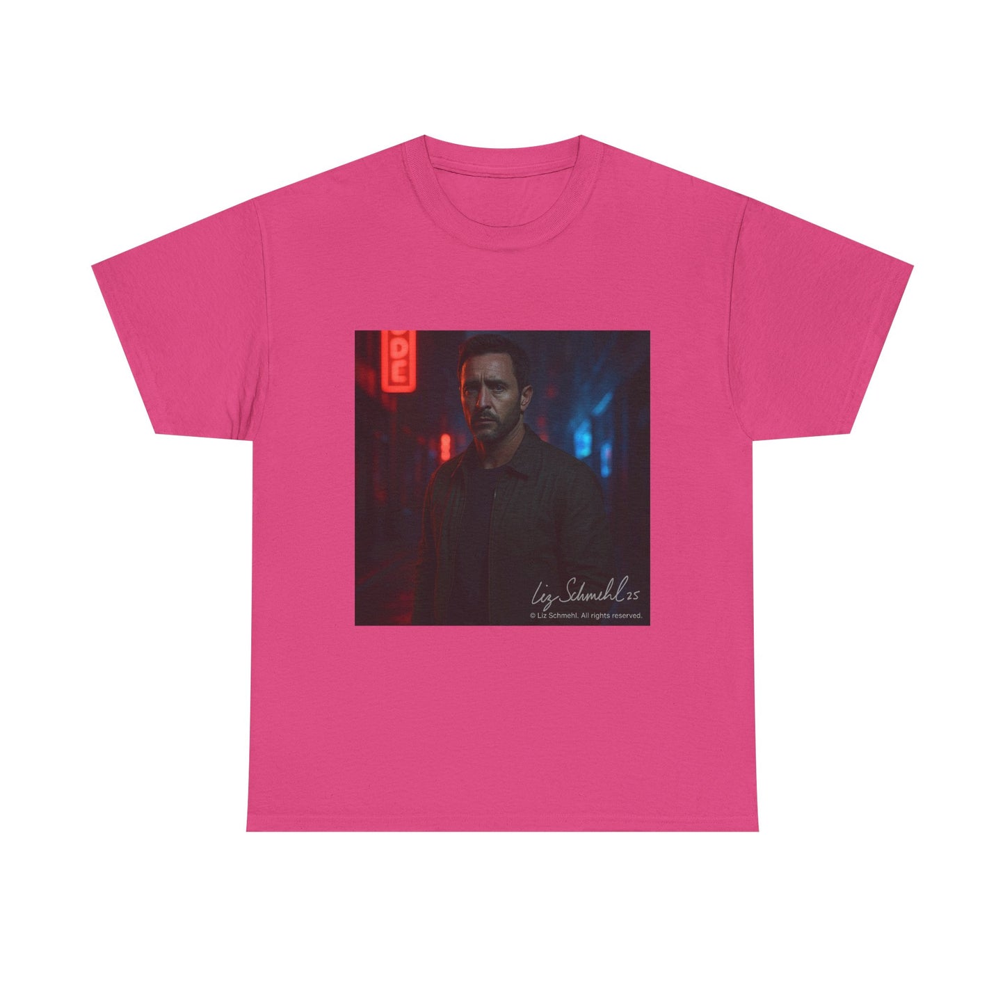 Undercover Portrait Tee — Moody Neon Night Graphic T‑Shirt