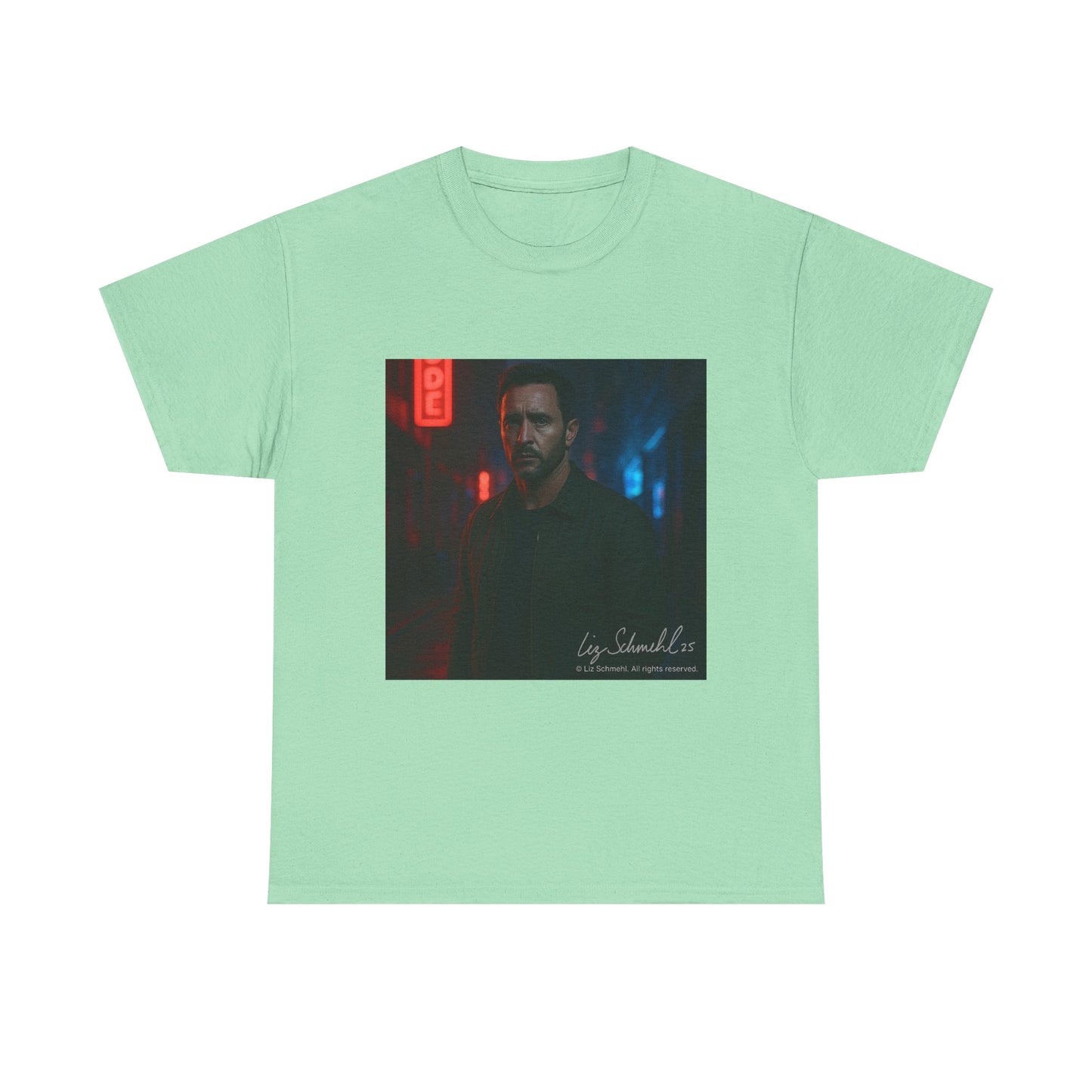 Undercover Portrait Tee — Moody Neon Night Graphic T‑Shirt