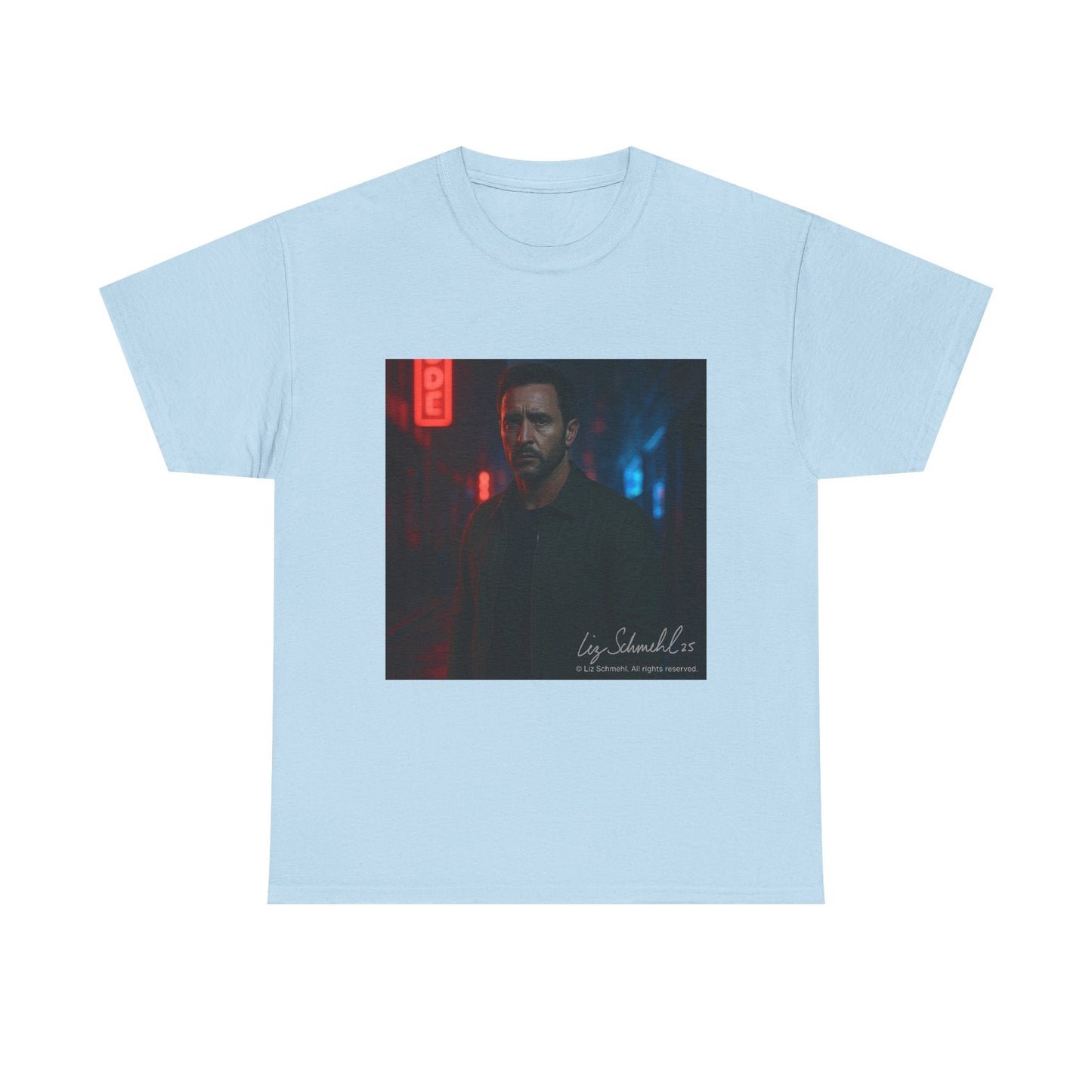 Undercover Portrait Tee — Moody Neon Night Graphic T‑Shirt